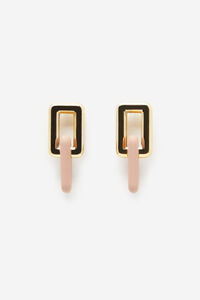 Cortefiel Square chain link earring Pink