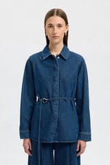 Selected Sobrecamisa jeans com cinto. Azul
