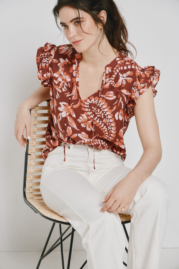 Vero Moda Top sem mangas com folhos Castanho