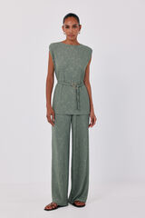 Cortefiel Satin-finish leggings Kaki
