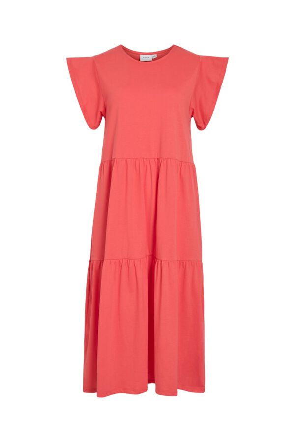 Vila Vestido midi em algod&atilde;o org&acirc;nico Vermelho