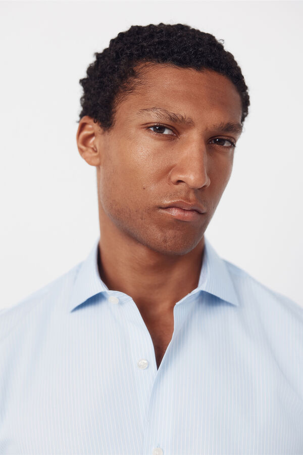 Cortefiel Camisa vestir rayas f&aacute;cil plancha Azul