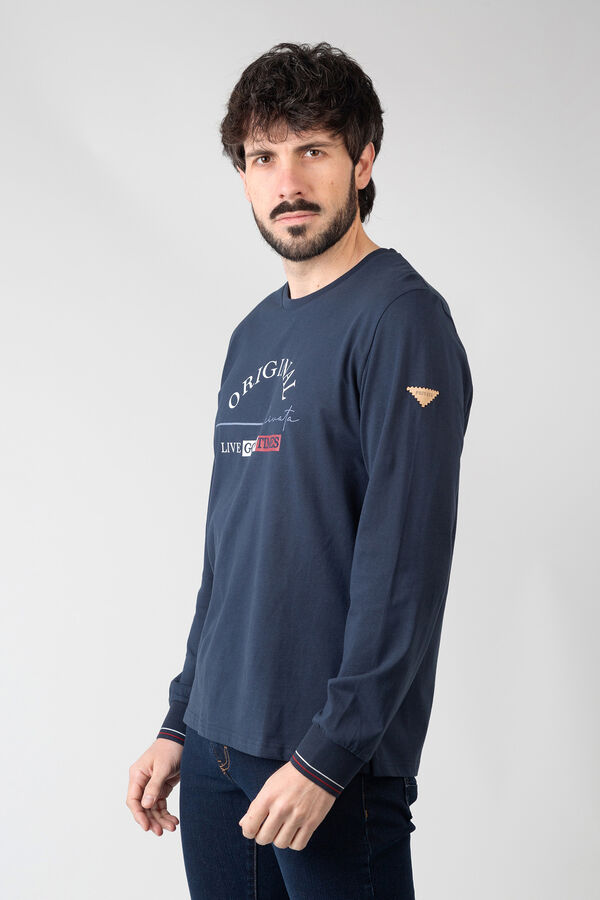Privata Camiseta punto liso manga larga Azul marino