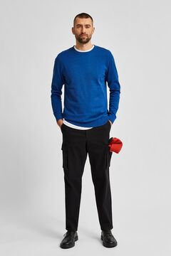 Cortefiel Classic organic cotton jumper Royal blue