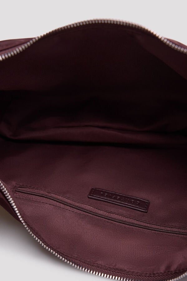 Cortefiel Nylon hobo crossbody bag Maroon