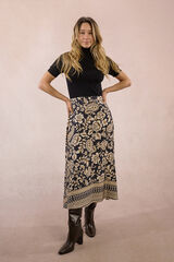 Molly Bracken Saia longa de cetim com estampado Multicolorido