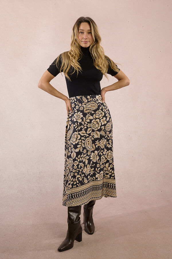Molly Bracken Saia longa de cetim com estampado Multicolorido