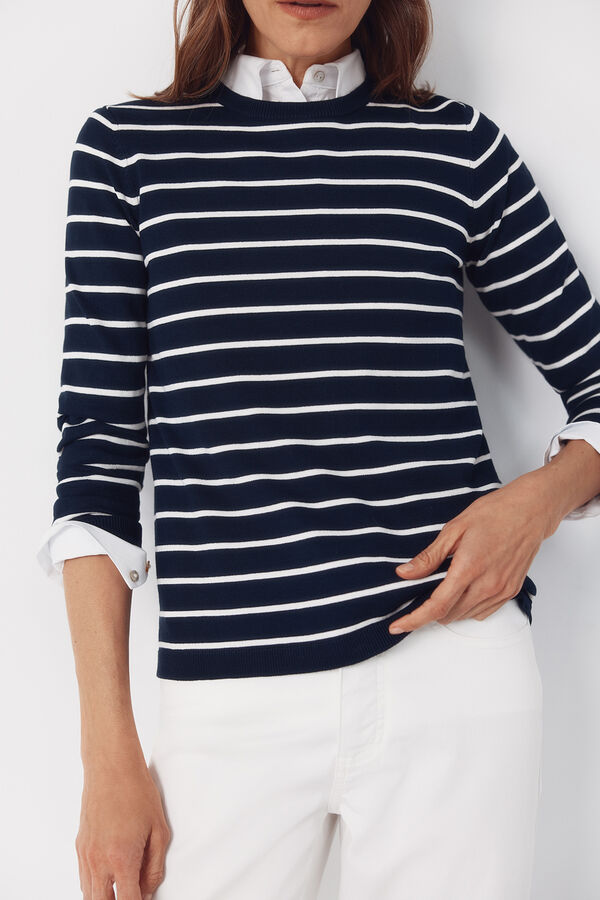 Cortefiel Striped jersey-knit jumper Navy