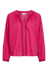 Vila Blusa com bordados em algod&atilde;o org&acirc;nico Subiu