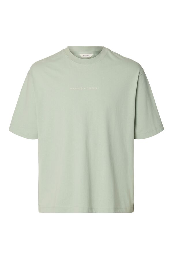 Selected T-shirt de manga curta relaxed Verde