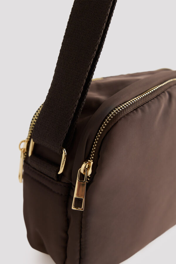 Cortefiel Puffer fabric crossbody bag Dark brown