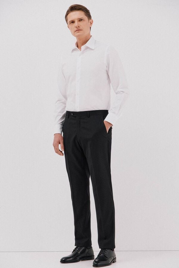 Cortefiel Plain tencel cotton dress shirt White