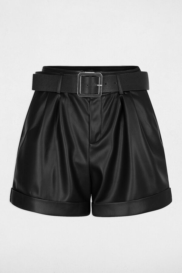 Morgan Shorts justos de couro sintético Preto