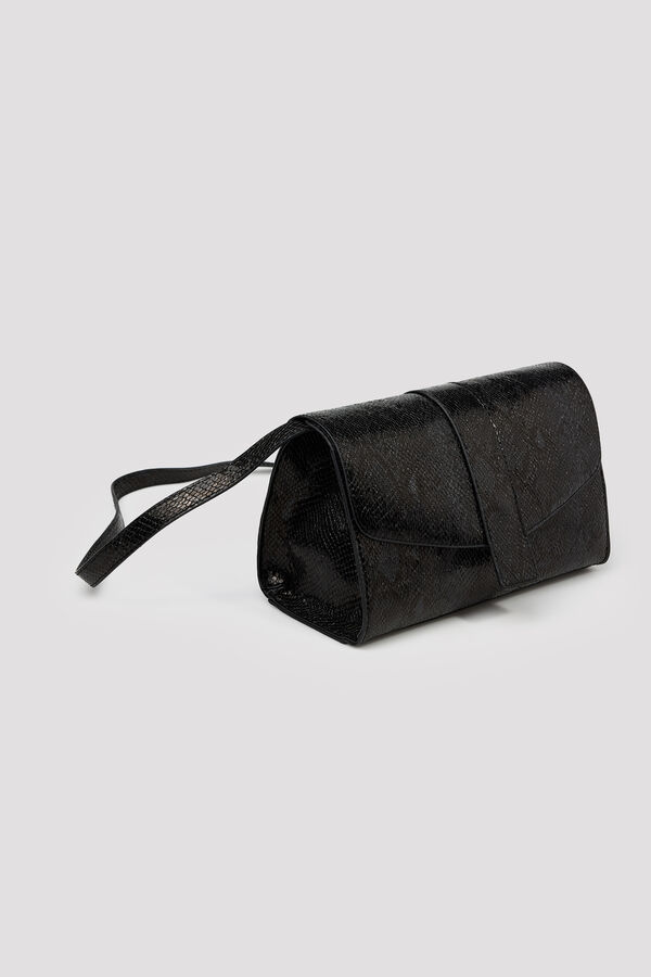 Cortefiel Textured crossbody bag Black