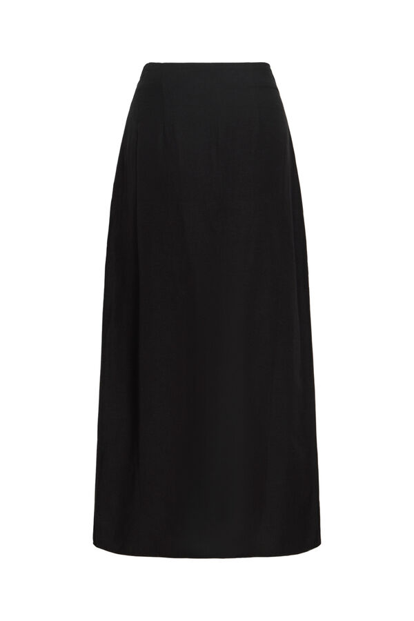 Vila Saia midi cruzada de linho Preto