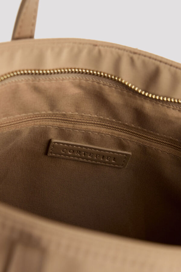 Cortefiel Nylon medium shopper bag Beige