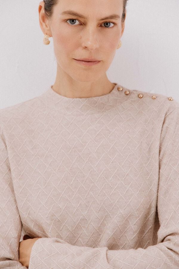 Cortefiel Top rhombus structure Beige