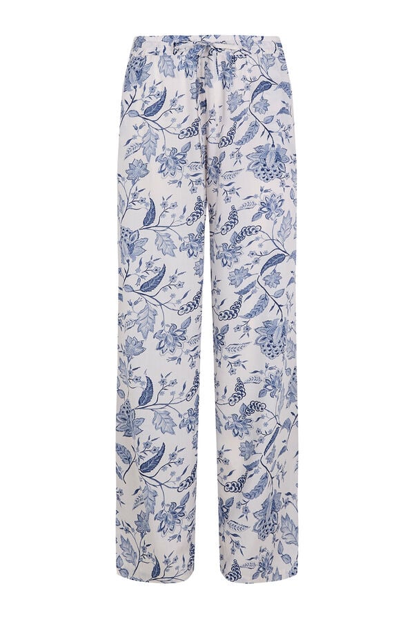 Cortefiel Pantal&oacute;n fluido estampado Estampado blanco