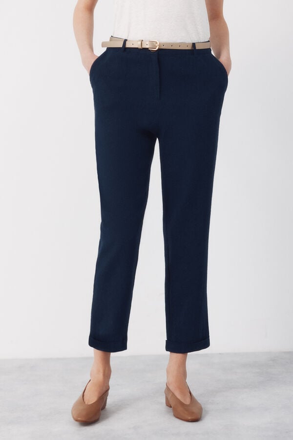 Cortefiel Linen trousers Navy