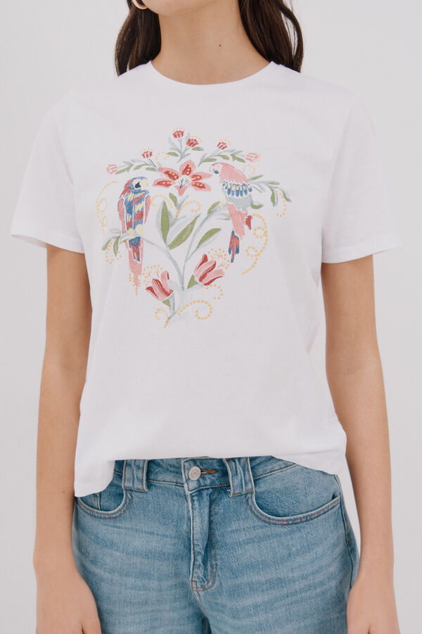 Cortefiel Printed t-shirt White