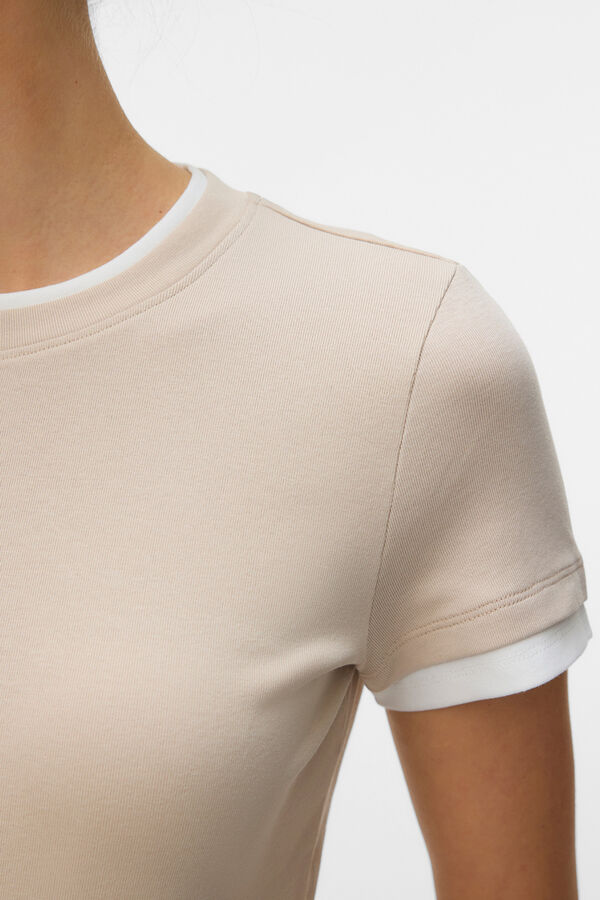 Vero Moda T-shirt de manga curta dupla camada Tostado