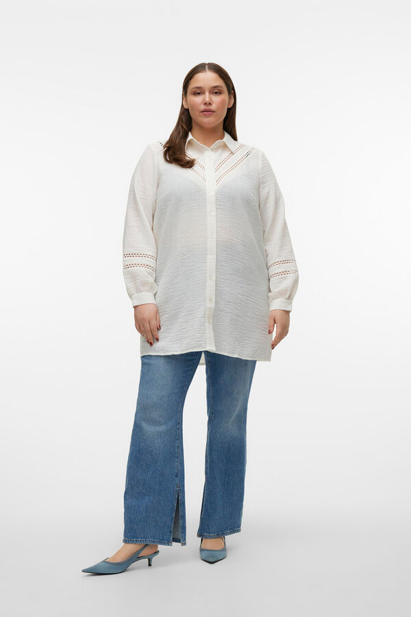 Cortefiel Curve long shirt with detail  White