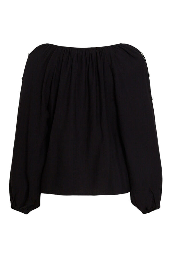 Vila Blusa com mangas abotoadas Preto