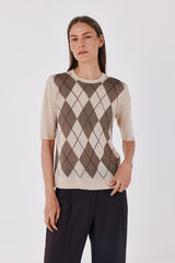 Cortefiel Diamond knit jumper Ivory