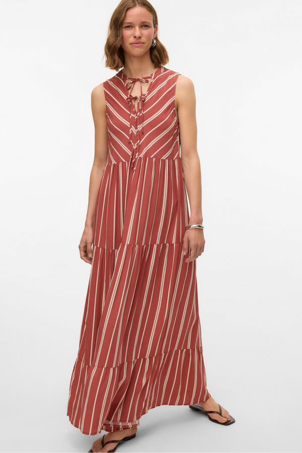 Vero Moda Vestido midi com folhos Vermelho