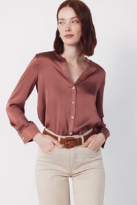 Cortefiel Printed satin mandarin shirt