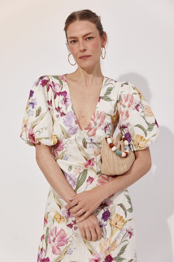 Cortefiel Vestido estampado floral Multicolorido