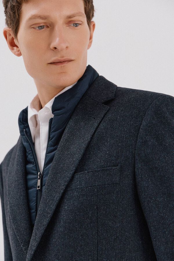 Cortefiel Wool blazer with removable lining Navy