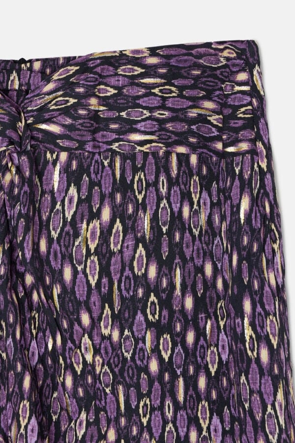 Silbon Falda midi abertura estampado ikat Morado