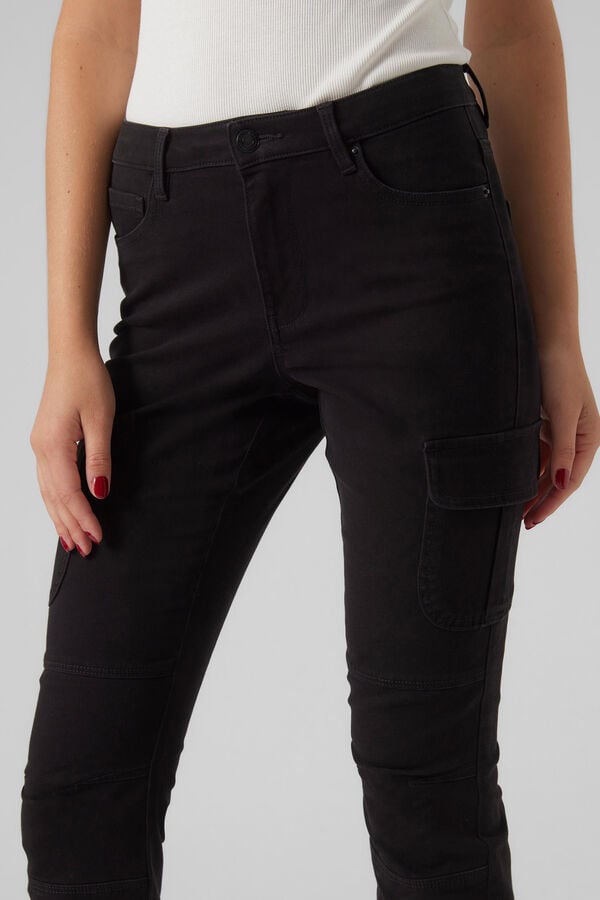 Cortefiel Ankle-length cargo trousers  Black