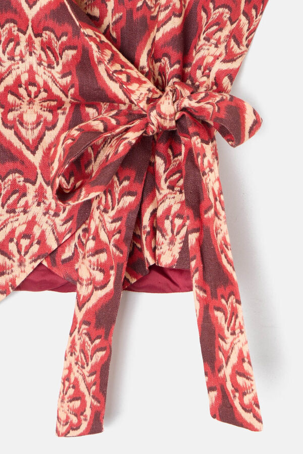 Silbon Chaleco lino lazada estampado Rojo
