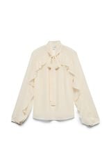 Vero Moda Blusa em chiffon com la&ccedil;ada e folhos Tostado