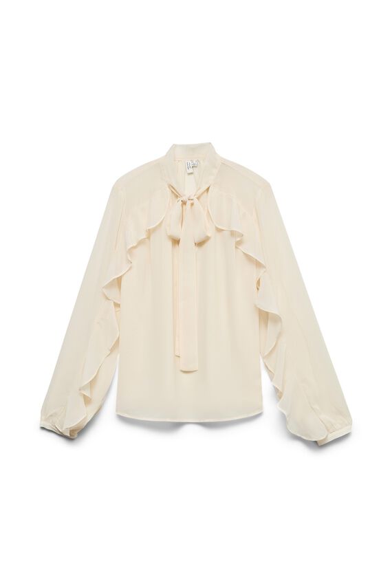 Blusa de gasa con lazada y volantes