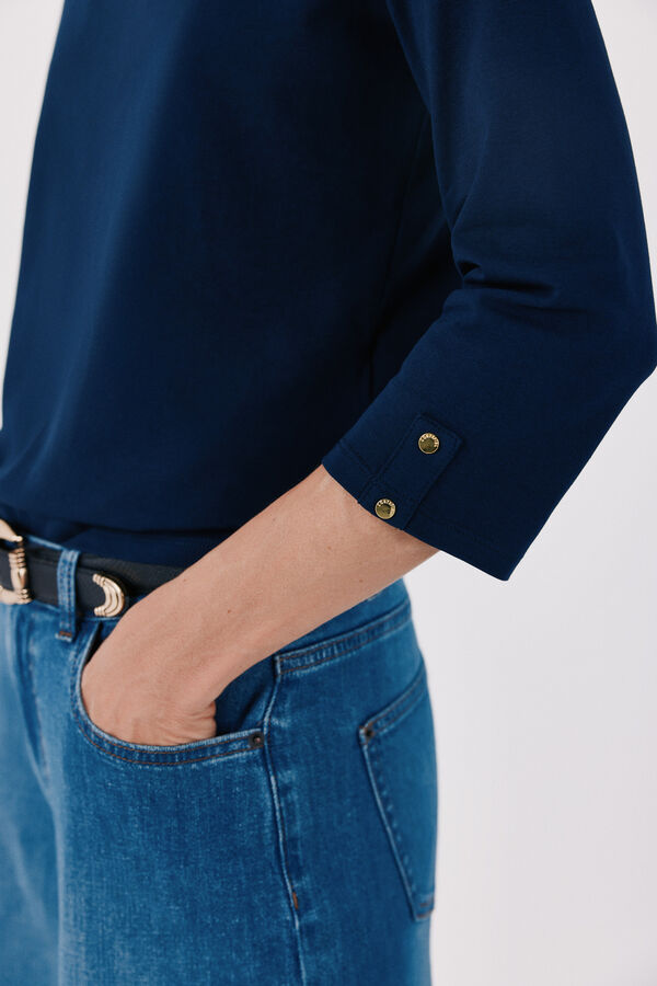 Cortefiel Boat neck T-shirt Navy