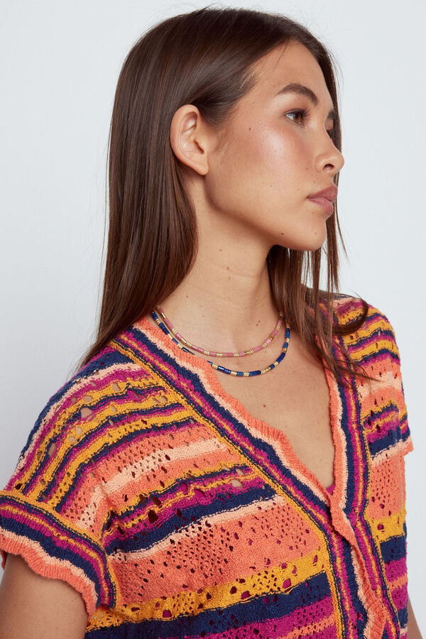 Cortefiel Open-knit waistcoat Multicolour