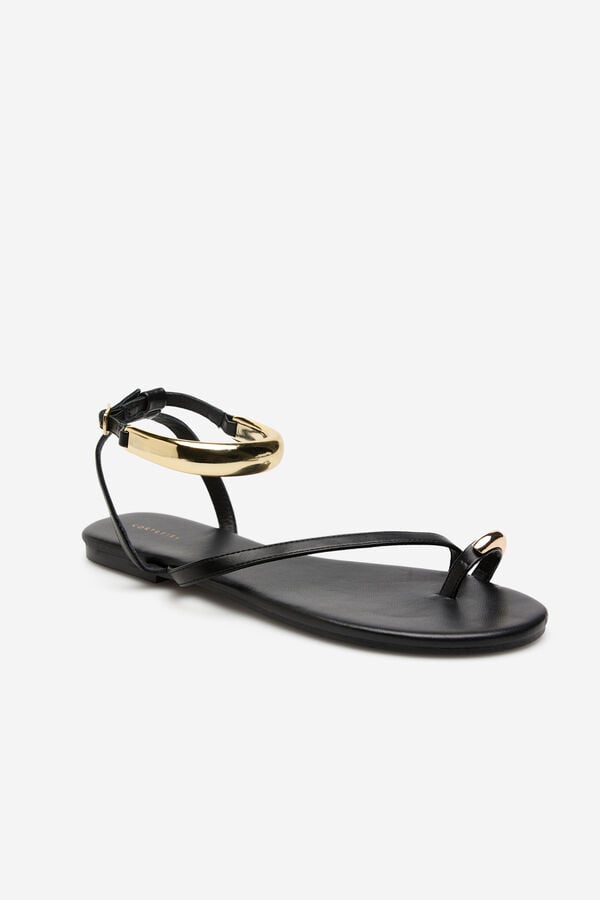 Cortefiel Flat strappy sandal Black