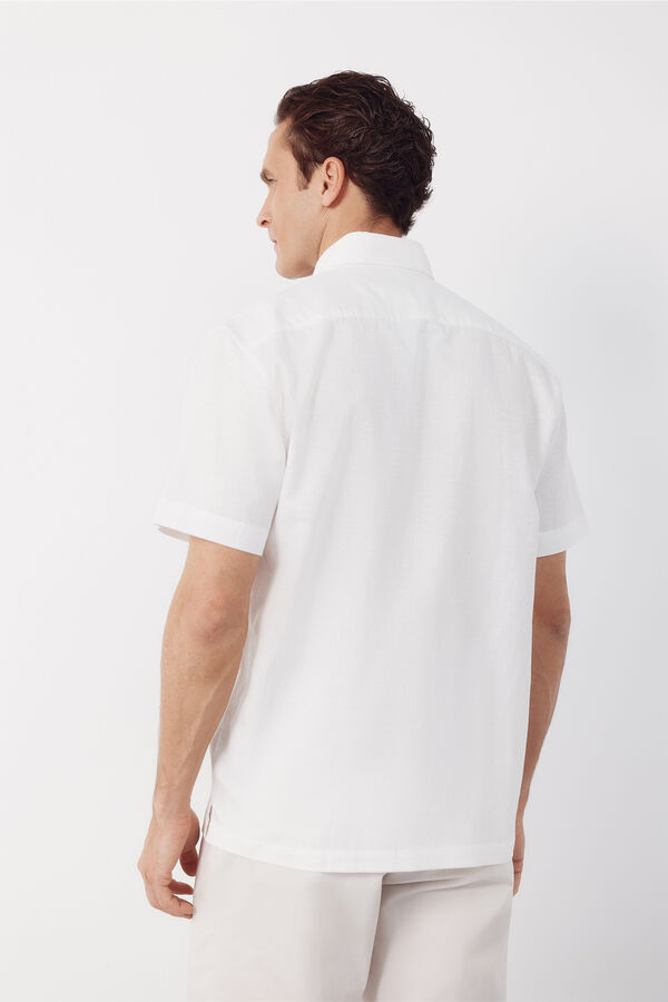 Cortefiel Linen short sleeve shirt White