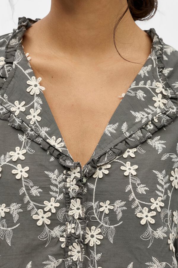 Object Blusa em tecido bordado Cinzento