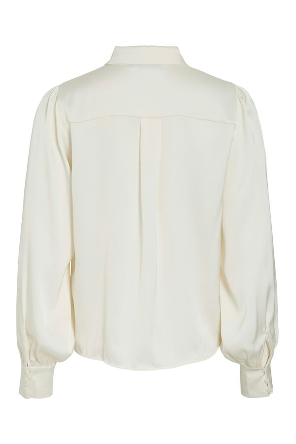 Vila Blusa de cetim de manga manga Branco