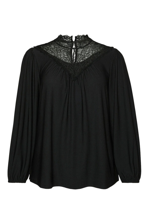 Vero Moda Curve renda de manga comprida Preto