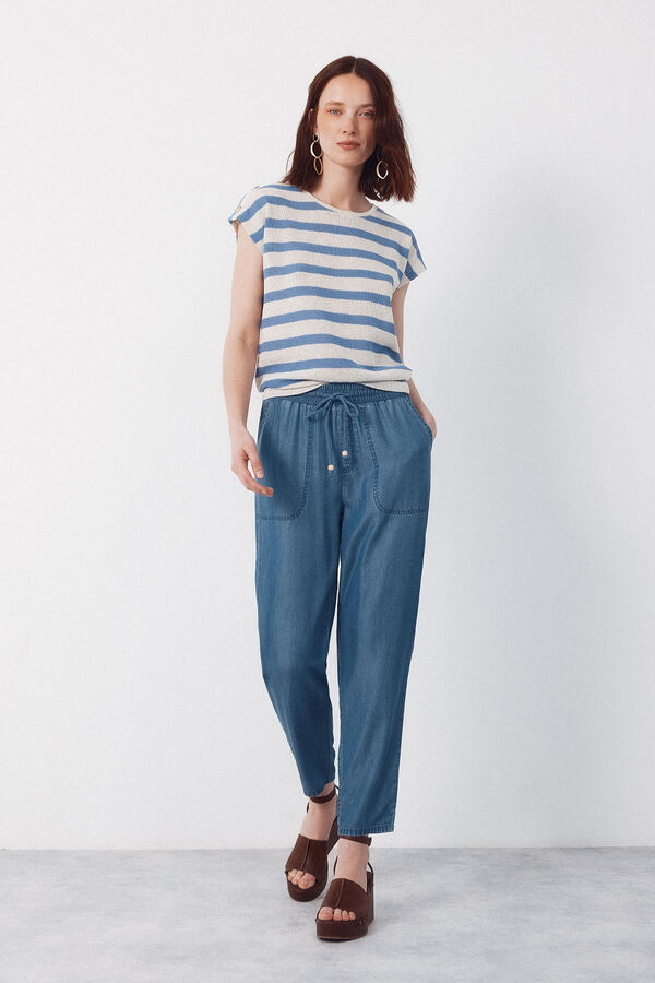 Cortefiel T-shirt textura riscas Azul