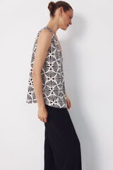 Cortefiel Long pleated top Printed white