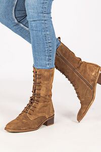Cortefiel Amanda split leather boot Brown