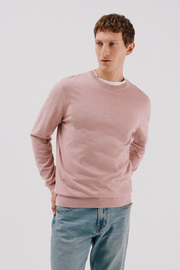Cortefiel Crew neck cashmere crew neck jersey Pink