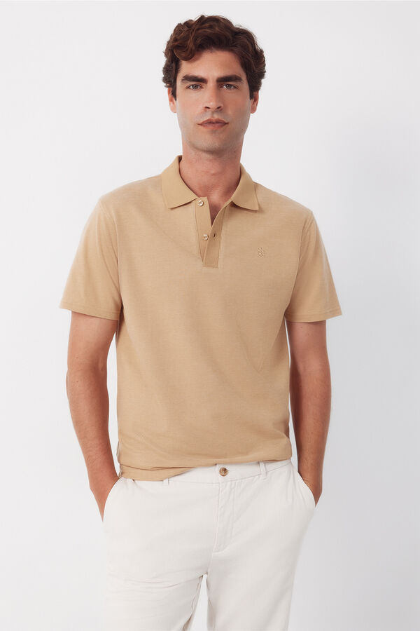 Cortefiel Textured polo shirt Beige