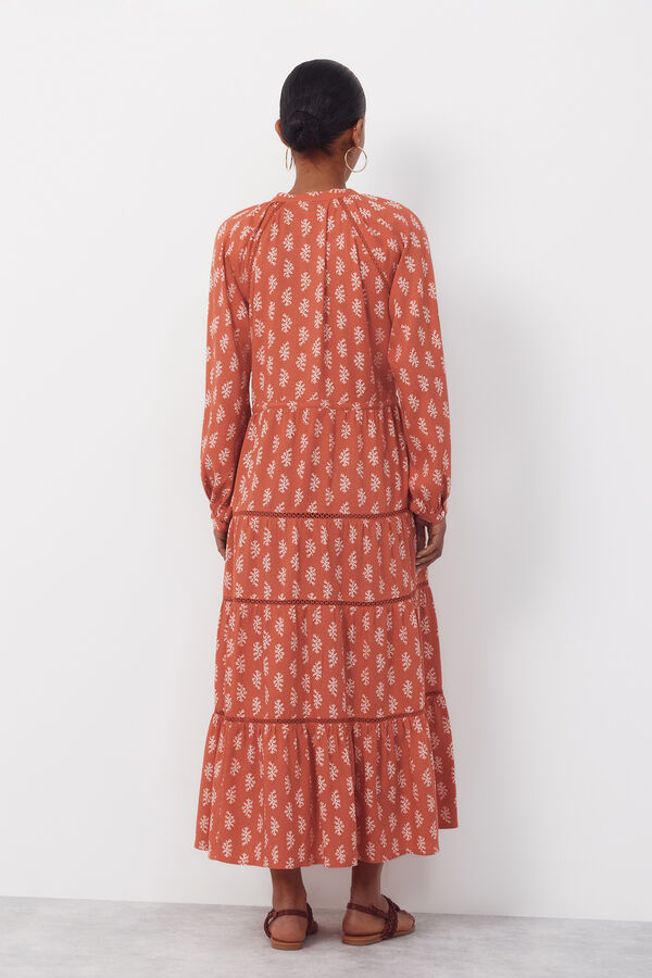Cortefiel Printed dress Printed beige
